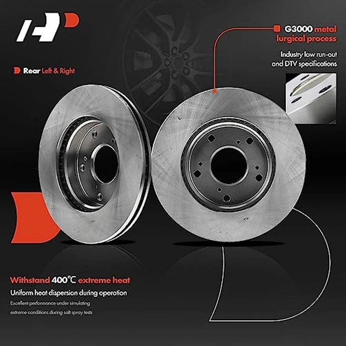 A-Premium 10.31 inch (262mm) Front Vented Disc Brake Rotors + Ceramic Pads Kit Compatible with Honda Models - Civic 2012, Civic 2013-2015 (Manual Transmission), 1.8L, 6-PC Set by A-Premium - Image 4