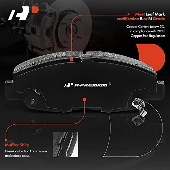 A-Premium 10.31 inch (262mm) Front Vented Disc Brake Rotors + Ceramic Pads Kit Compatible with Honda Models - Civic 2012, Civic 2013-2015 (Manual Transmission), 1.8L, 6-PC Set by A-Premium - Image 5