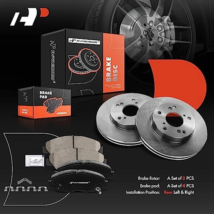 A-Premium 10.31 inch (262mm) Front Vented Disc Brake Rotors + Ceramic Pads Kit Compatible with Honda Models - Civic 2012, Civic 2013-2015 (Manual Transmission), 1.8L, 6-PC Set by A-Premium - Image 7