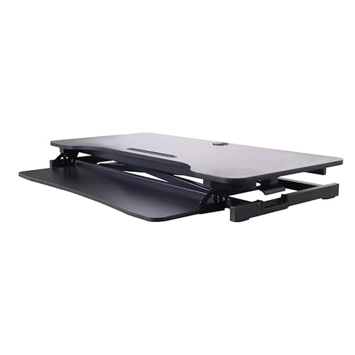 Rocelco 43" Height Adjustable Standing Desk Converter - Tall Sit Stand Up Tabletop Riser with Tablet Slot - Home Office Computer Workstation - Deep Keyboard Tray for Laptop Mouse - Black (R VADRB-43) by Rocelco - Image 5
