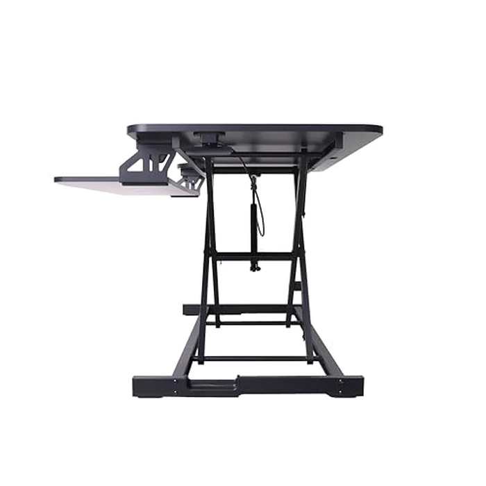 Rocelco 43" Height Adjustable Standing Desk Converter - Tall Sit Stand Up Tabletop Riser with Tablet Slot - Home Office Computer Workstation - Deep Keyboard Tray for Laptop Mouse - Black (R VADRB-43) by Rocelco - Image 6