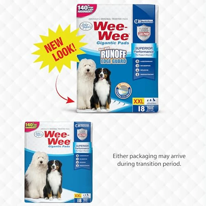 Four Paws Wee-Wee Superior Performance Pee Pads for Dogs with Runoff Barrier Edge Guard Protection, Puppy & Dog Potty Training Pads, Housebreaking Supplies, 27.5" x 44" (18 Count) by Four Paws - Image 2