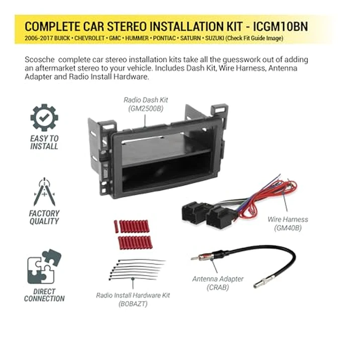 SCOSCHE Install Centric ICGM10BN Compatible with Select GM 2006-17 LAN Double DIN Complete Basic Installation Solution for Installing an Aftermarket Stereo by Scosche - Image 3