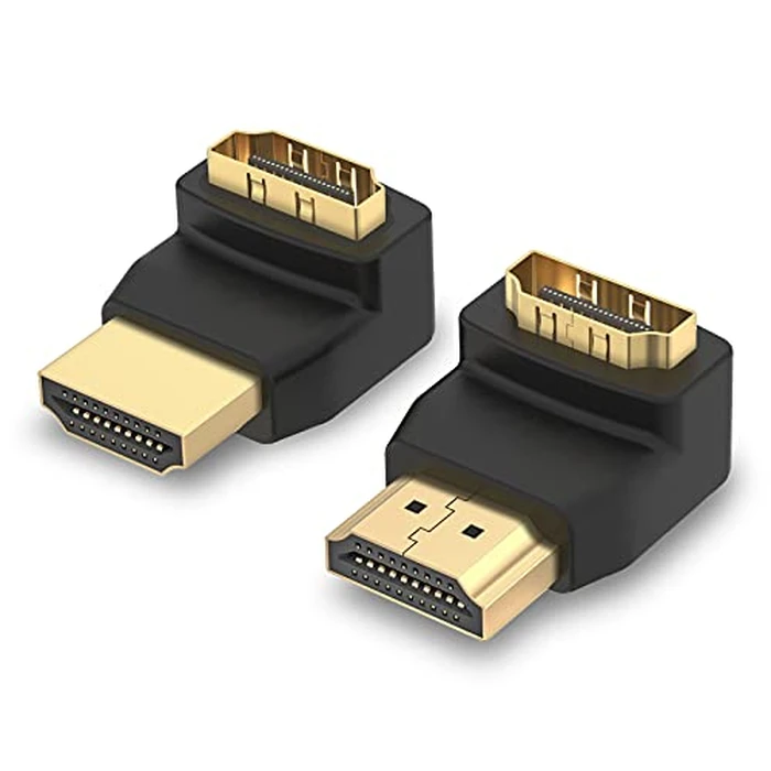 VCE HDMI 90 and 270 Degree Adapter 2-Pack, Right Angle HDMI Male to Female L Adapter Connector 3D&4K Supported by VCE - Image 1