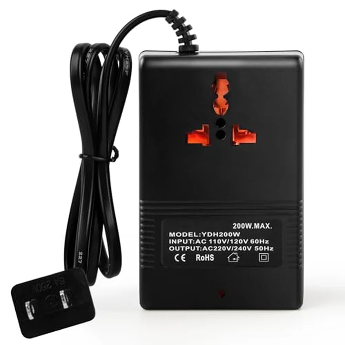 Voltage Transformer Power Converter (110V to 220V) Circuit Breaker Protection Voltage Conversion Protection, Suitable for Household, Travel, RV, Camping (Black -200w) by autotron - Used - Acceptable condition - US$21.32