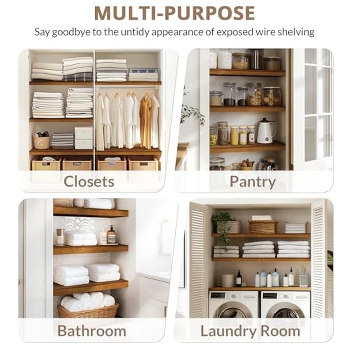 Gashell Wire Shelf Covers, Bamboo Wire Rack Covers for Pantry, Closet (4pcs, 40" W x 12" D) by Gashell - Image 5