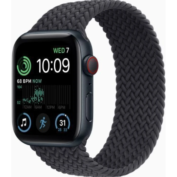 Apple Watch SE 2nd Gen (2022) (Cellular + GPS) - 32GB - 40mm - Midnight Aluminum Case with Midnight Rubber Braided Solo Loop Band - Small/Medium Size by Apple - Image 2