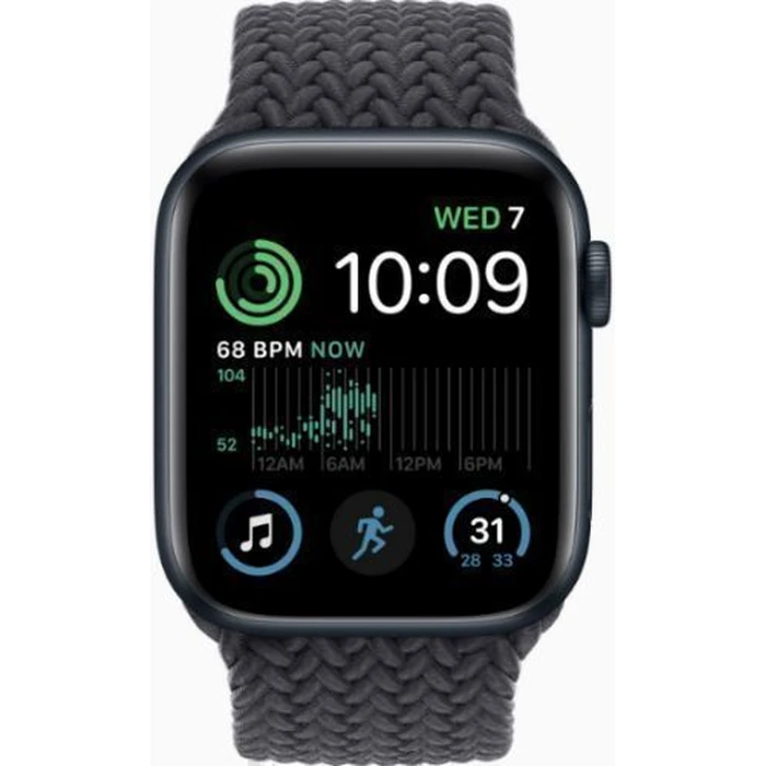 Apple Watch SE 2nd Gen (2022) (Cellular + GPS) - 32GB - 40mm - Midnight Aluminum Case with Midnight Rubber Braided Solo Loop Band - Small/Medium Size by Apple - Refurbished - Acceptable condition - US$100.49