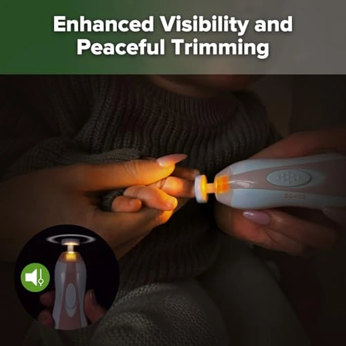 haakaa Baby Nail Trimmer Electric Safe Baby Nail Clippers Baby Nail File Kit Manicure Set, Trim Polish Grooming kit for Newborn Toddler or Adults Toes Fingernails, 6 Grinding Heads and LED Light by haakaa - Image 6