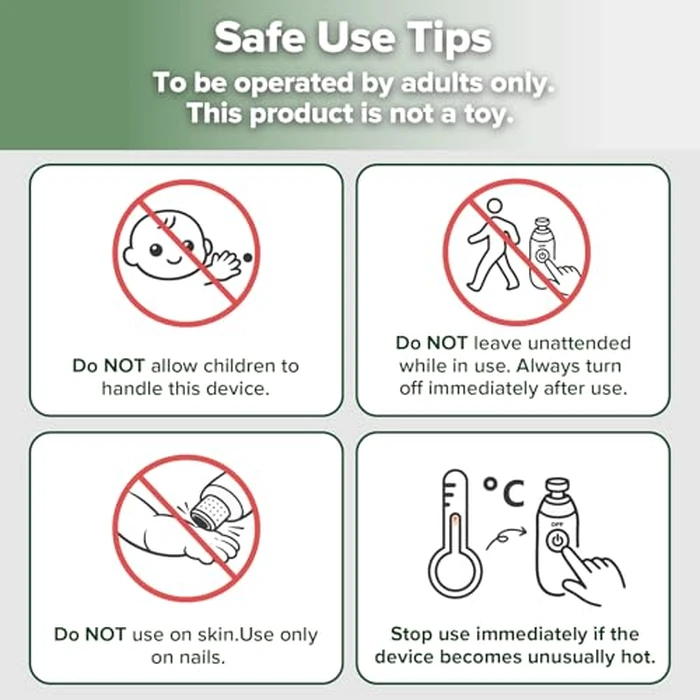 haakaa Baby Nail Trimmer Electric Safe Baby Nail Clippers Baby Nail File Kit Manicure Set, Trim Polish Grooming kit for Newborn Toddler or Adults Toes Fingernails, 6 Grinding Heads and LED Light by haakaa - Image 7