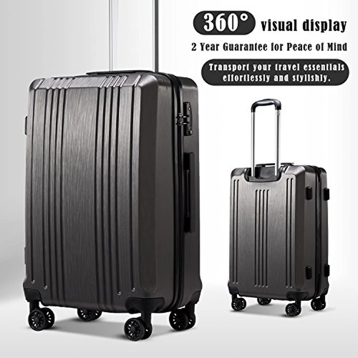 Coolife Luggage Suitcase PC+ABS with TSA Lock Spinner Carry on Hardshell Lightweight 20in 24in 28in (Grey, M(24IN)) by Coolife - Image 2