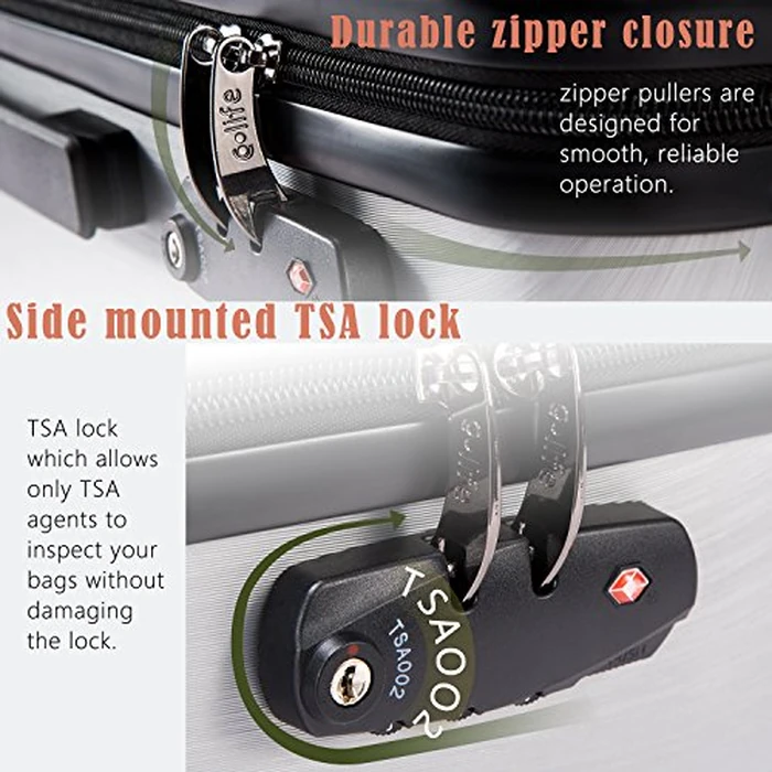 Coolife Luggage Suitcase PC+ABS with TSA Lock Spinner Carry on Hardshell Lightweight 20in 24in 28in (Grey, M(24IN)) by Coolife - Image 5