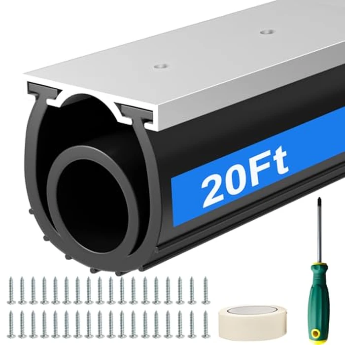 alophoty 20 FT Garage Door Seal Bottom Kit - Heavy Duty EPDM Rubber U+O Ring Weather Stripping with Pre-drilled Aluminum Track, Universal Replacement Stops Rain, Drafts & Pests, Easy to Install by alophoty - Image 1