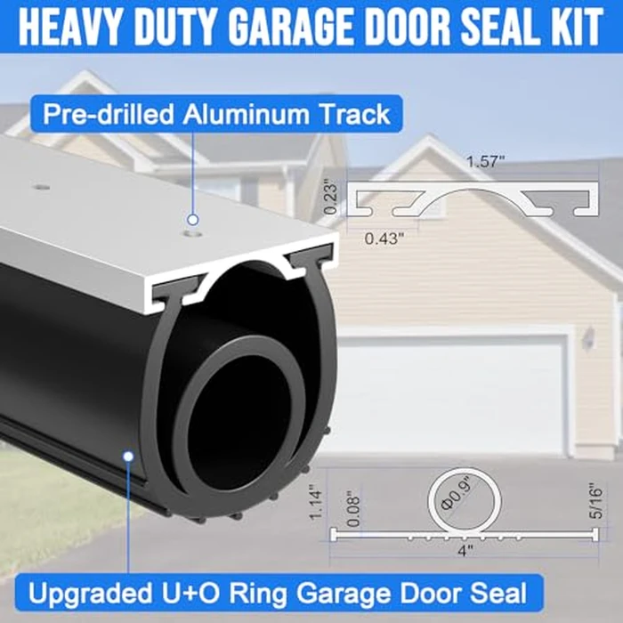 alophoty 20 FT Garage Door Seal Bottom Kit - Heavy Duty EPDM Rubber U+O Ring Weather Stripping with Pre-drilled Aluminum Track, Universal Replacement Stops Rain, Drafts & Pests, Easy to Install by alophoty - Image 5
