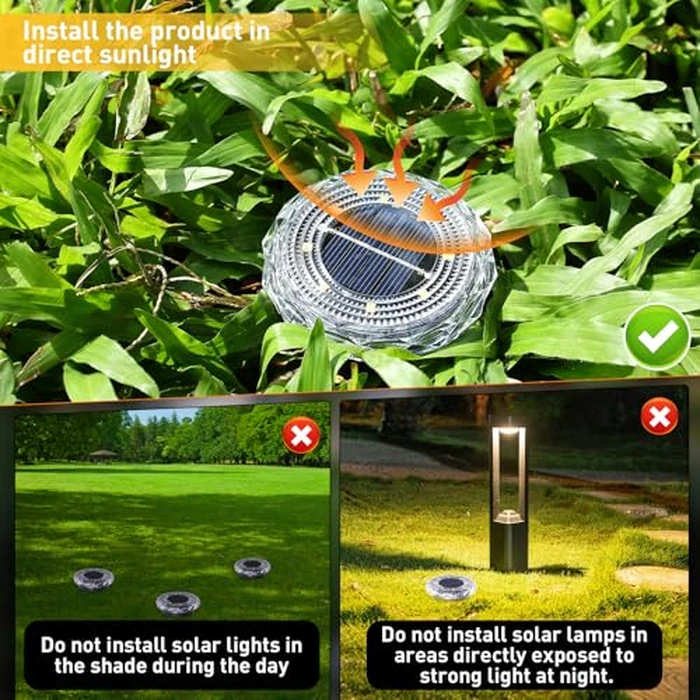FORTULUX Solar Ground Lights, Solar Disc Light Outdoor Waterproof,Landscape Lighting Garden Lights for Pathway, Yard, Deck, Lawn, Patio, Swimming Pool,Walkway(Warm, 12Pack) by FORTULUX - Image 7