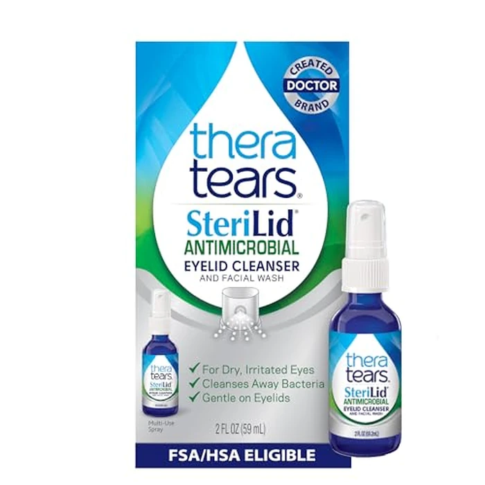 TheraTears SteriLid Antimicrobial Eyelid Cleanser and Face Wash, for Eye Care, 2 Fl Oz by TheraTears - Used - Like New condition - US$12.33