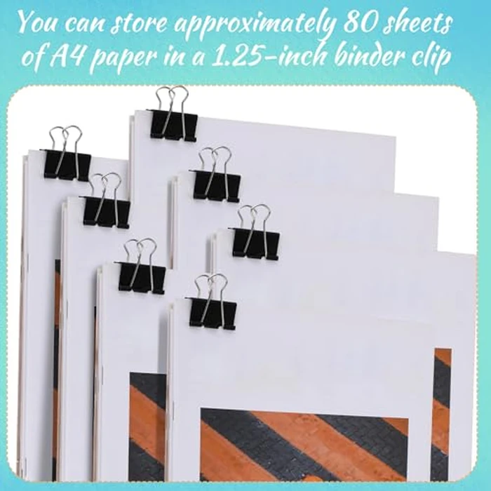 Jetec 500 Pieces 1. 25 Inch Black Binder Clips Bulk Large Paper Clamps Metal Paper Clips for Teachers Students Classroom Business Office and School Office Supplies by Jetec - Image 4