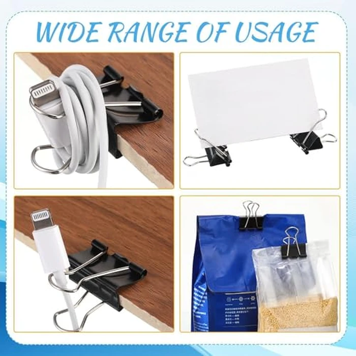 Jetec 500 Pieces 1. 25 Inch Black Binder Clips Bulk Large Paper Clamps Metal Paper Clips for Teachers Students Classroom Business Office and School Office Supplies by Jetec - Image 5