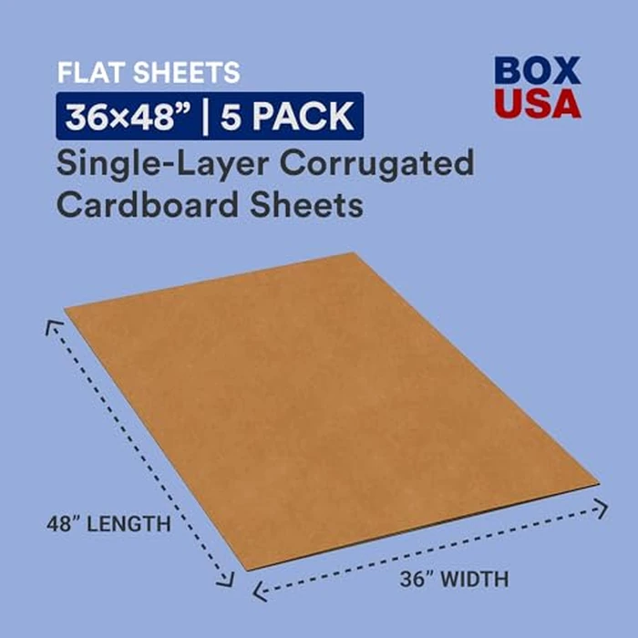 BOX USA 36" x 48" 5-Pack - Large Card Board Sheets for Packaging, Layer Separation, Shipping, Mailing, Packing, and Protecting Products from Forklift Damage by BOX USA - Image 2