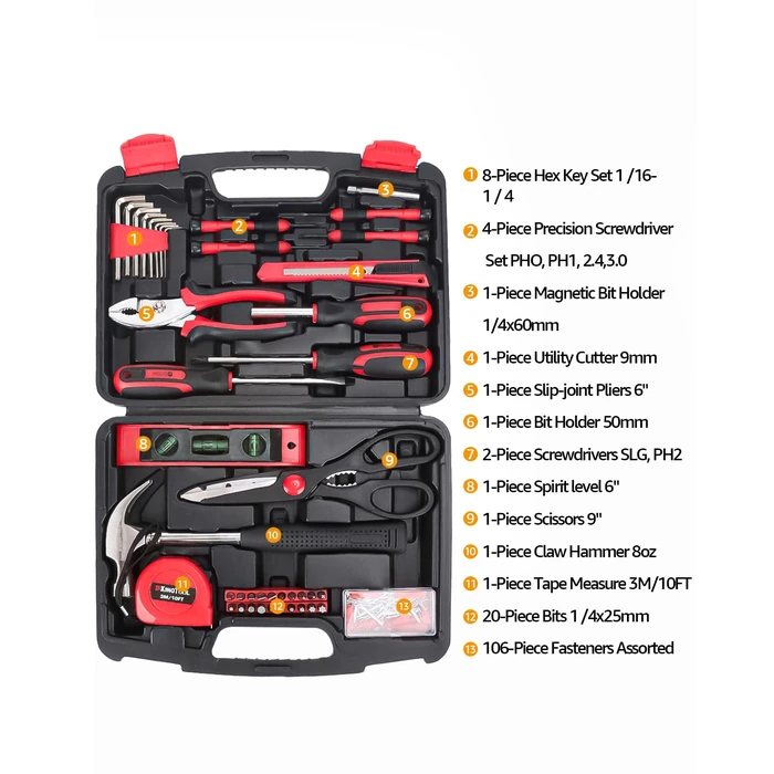 KingTool Home Repair Tool Kit - 149 Pieces Basic Home Repair Tool Set, General Mechanic Tool Set, General Household Tool Kit with Plastic Toolbox, Perfect for Homeowner, Office & College Repairs by KingTool - Image 1