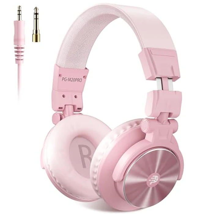 PUPGSIS Wired Hi-Res Studio Monitor Headphones - 50mm Drivers Over-Ear with 1/4 to 3.5mm Jack, for AMP Recording, Mixing, DJ, Gaming & Music Production(Pink) by P PUPGSIS - Image 1