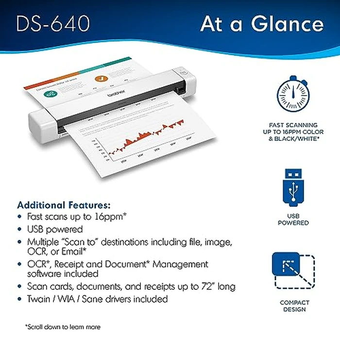 Brother DS-640 Compact Mobile Document Scanner, (Model: DS640) by Brother - Image 2