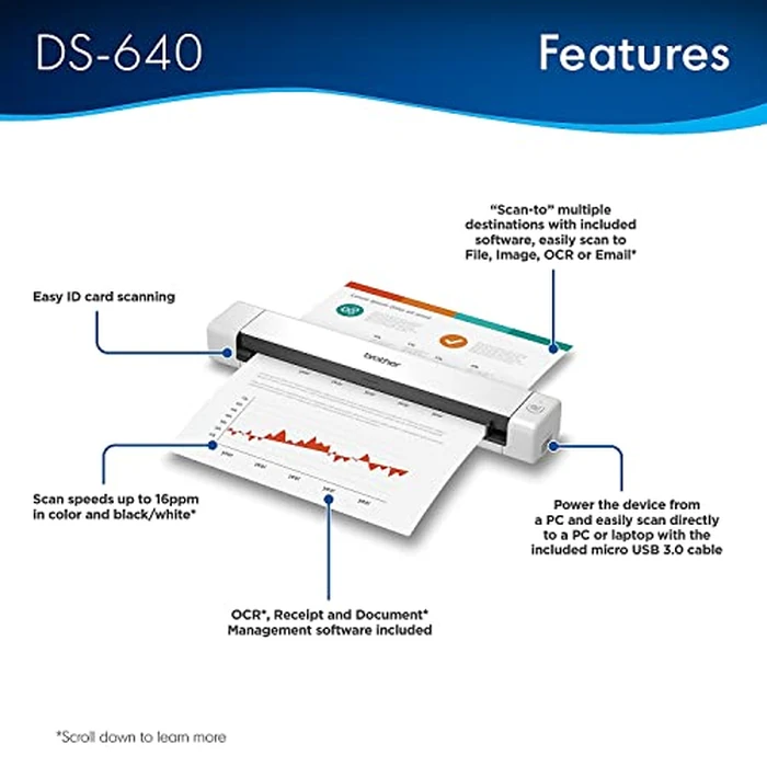 Brother DS-640 Compact Mobile Document Scanner, (Model: DS640) by Brother - Image 3
