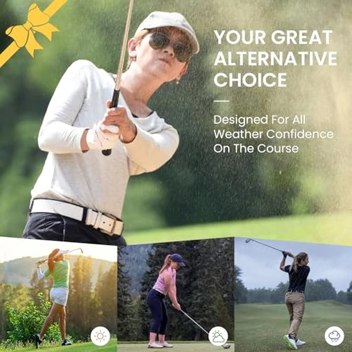 FINGER TEN Womens Ladies Golf Gloves Pair Both Hand 2 Pack Left Right Hand, All Weather Grip Comfortable Glove for Performance, Stylish Pink White Purple Fit S M L XL (White, Left, Small) by FINGER TEN - Image 4