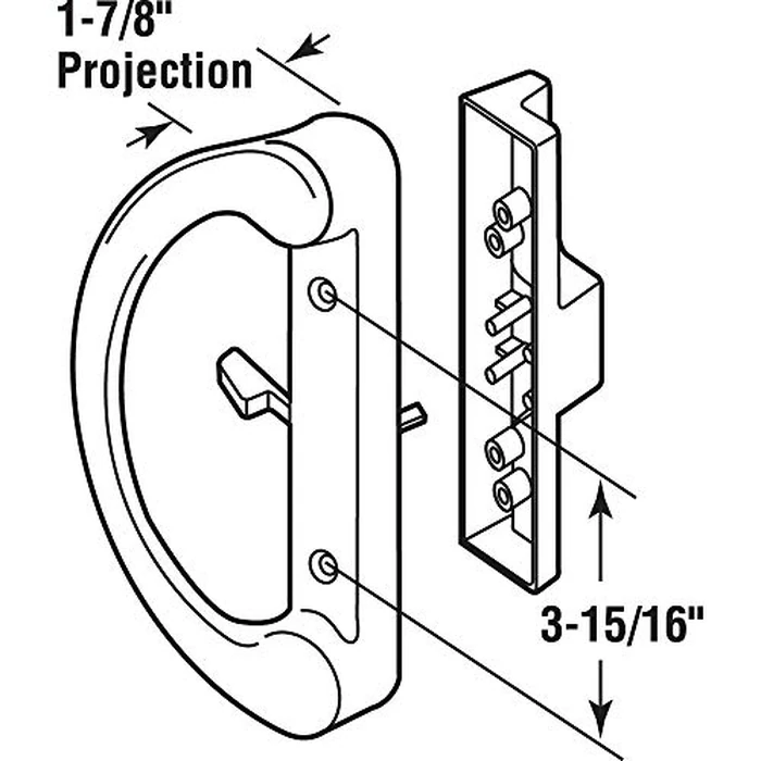 Prime-Line C 1343 Mortise Style Sliding Patio Door Handle Set - Replace Old or Damaged Door Handles Quickly and Easily - Tan Diecast, Non-Keyed, Fits 3-15/16” Hole Spacing (Single Pack) by PRIME-LINE - Image 2