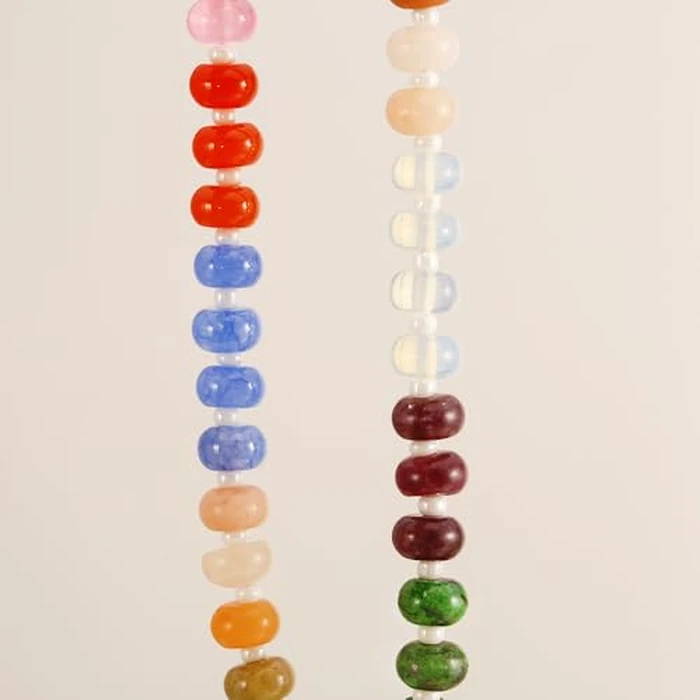 Hoifu Boho Colorful Beaded Necklace with Gold Bubble Letter A-Z Pendant,Handmade Trendy Beach Initial Necklace Chain,14K Gold-Plated Natural Stone Choker, Perfect Jewelry Gift for Women (Gold, Y) by Hoifu - Image 6