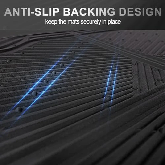 CAR PASS Rubber Floor Mats, All Weather Waterproof Trim-to-Fit Automotive Mats for Cars Trucks SUV, Anti-Slip Easy Clean, Heavy Duty Full Set 3-Piece, All Black by CAR PASS - Image 6