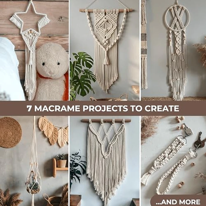 Macrame Kits for Adults Beginners with 112 Macrame Supplies and 7 Projects Book: DIY Macrame Kit Includes 165 Yards Macrame Cord with Craft Supplies & Materials to Start Macrame! by MIGO Creates - Image 2