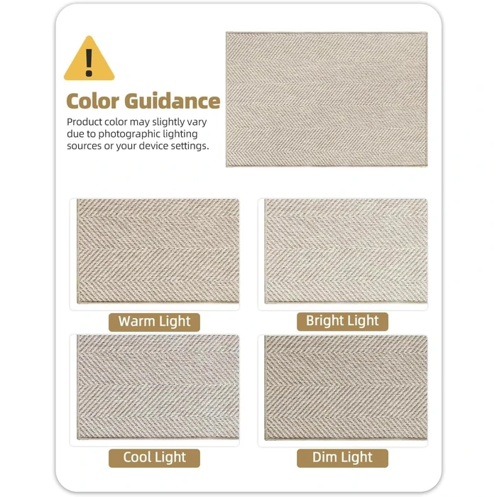 Color&Geometry Indoor Door Mat 36" x 60" Non Slip Low Profile Floor Mat, Ultra Thin Washable Entrance Mat Indoor, Unique Herringbone Design Carpet for Inside, Patio, Porch, Khaki(FOLD) by Color&Geometry - Image 2