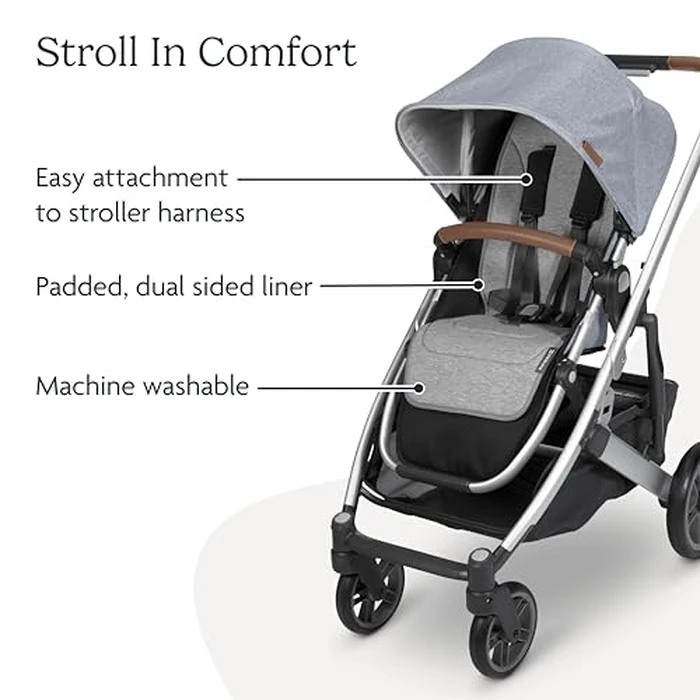 UPPAbaby Reversible Seat Liner/Water-Resistant and Comfortable/Easy Stroller Attachment/Phoebe (Breathable Light Grey/Cozy Fleece) by UPPAbaby - Image 3