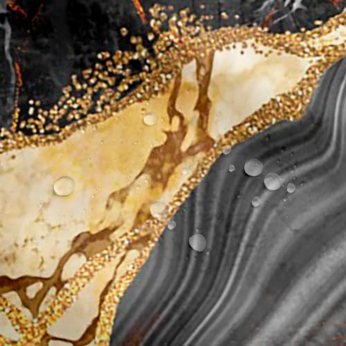 Erosebridal Black Marble Shower Curtain, 72" Wx72 L, Gold Crack Bathroom Set, Abstract Metallic Texture Fabric, Luxury Shinny Boho Hippie Fluid Curtain by Erosebridal - Image 4