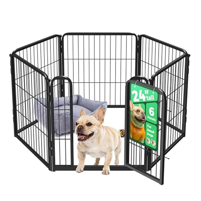 FXW Homeplus Unleashed Indoor Dog Playpen - Stress-Free and Safe Play, Heavy Duty 24 Inch 6 Panels Dog Pen for Puppy and Small Dogs, Black│Patented by FXW - Used - Acceptable condition - US$35.99