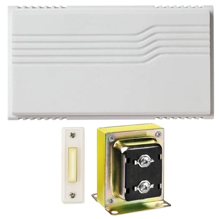 Newhouse Hardware Two Note Wired Door Bell Chime Kit w/Transformer & Surface Mount Lighted Push Button, 16VAC/10 VA, White by Newhouse Hardware - Used - Acceptable condition