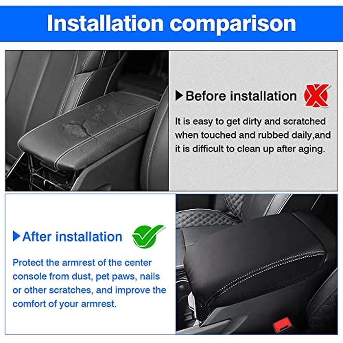 Autorder Center Console Armrest Cover for 2021-2025 2026 Jeep Grand Cherokee L Accessories Armrest Cover Anti-Scratch Middle Console Pad Leather Armrest Protector by Autorder - Image 4