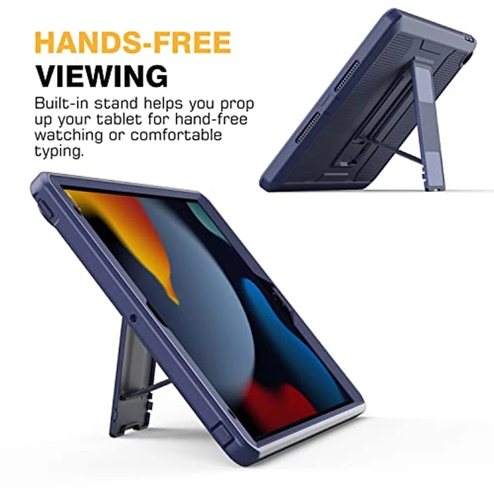 MoKo Case for New iPad 9th Generation 10.2 2021 / iPad 8th Gen 10.2 2020 / iPad 7th Gen 10.2 Inch Case, [Heavy Duty] Shockproof Full Body Protective Cover with Built-in Screen Protector, Dark Blue by MoKo - Image 6