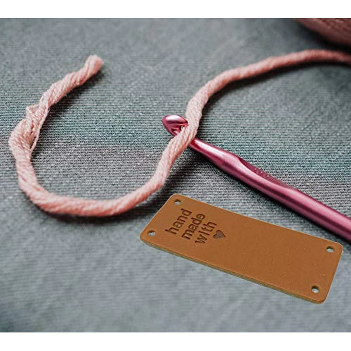 Wenplus 40 Pcs PU Leather Label Handmade Tag Label Embossed Tag Embellishment Knit DIY Apparel Accessories for Jeans Bags Shoes Hat - Handmade with Love by Wenplus - Image 3