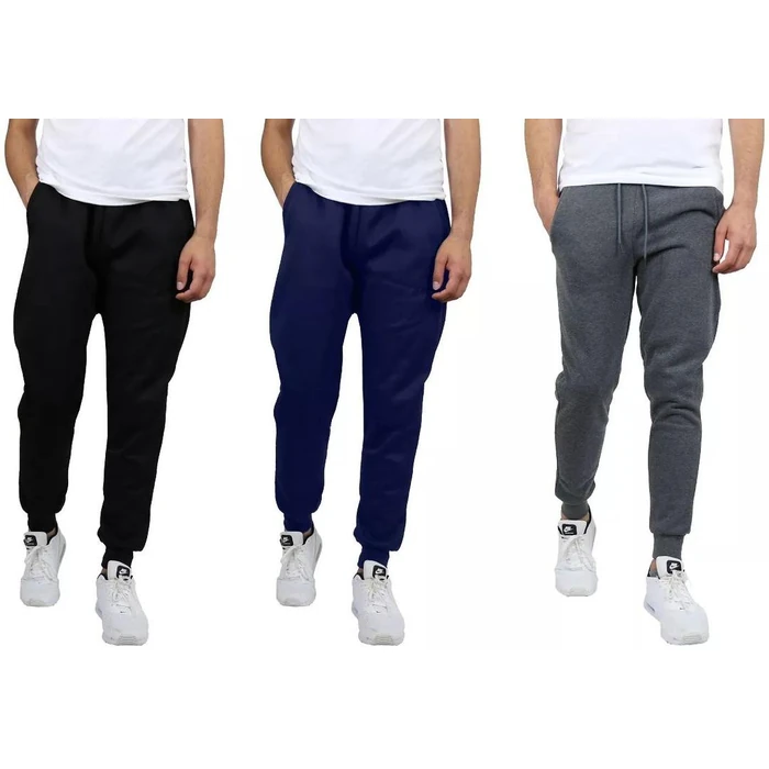 Blue Ice Men's Modern Fit Fleece Jogger Sweatpants Large (3-Pack) - Black-Navy-Charcoal by Blue Ice - Refurbished - Brand New condition