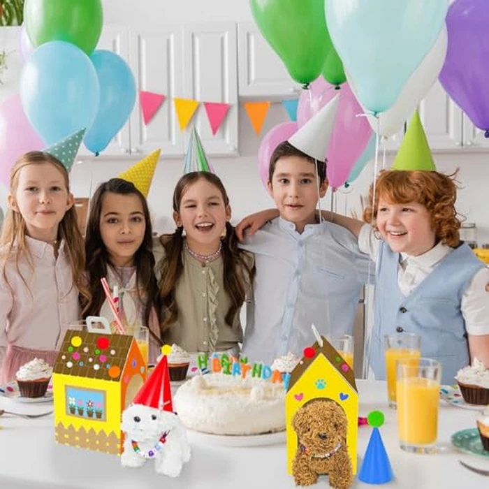 Cinrobiye 12 Sets Adopt a Puppy Party Favors DIY Dog Party Boxes Set Include 12 DIY Dog Boxes 3.93 Inch Mini Dogs Hats for Birthday Adopt A Pet Party Supplies Crafts by Cinrobiye - Image 5