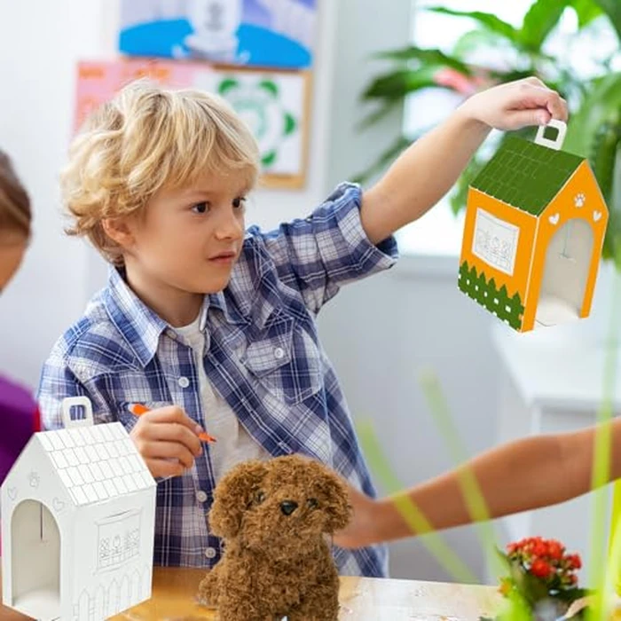 Cinrobiye 12 Sets Adopt a Puppy Party Favors DIY Dog Party Boxes Set Include 12 DIY Dog Boxes 3.93 Inch Mini Dogs Hats for Birthday Adopt A Pet Party Supplies Crafts by Cinrobiye - Image 7