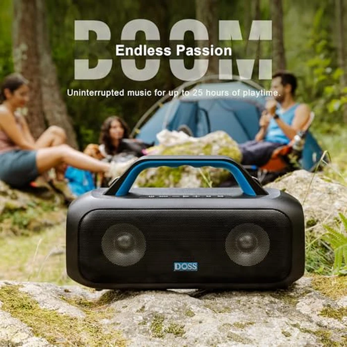 DOSS Extreme Boom S Bluetooth Speaker Wireless Portable with 60W Stereo Sound, Rich Bass, IPX6 Waterproof, 25H Playtime, TWS, LED Lights, Outdoor for Camping, Beach, Pool-Black by DOSS - Image 4