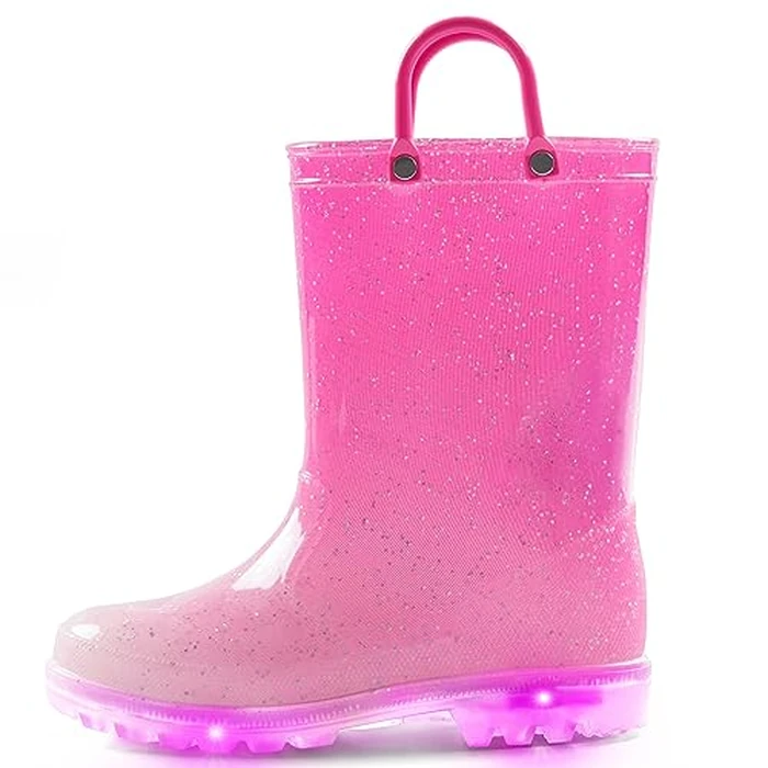 K KomForme Toddler Light Up Rain Boots for Girls Boys Waterproof Rain Boots with Handles Outdoors by K KomForme - Used - Like New condition - US$16.13