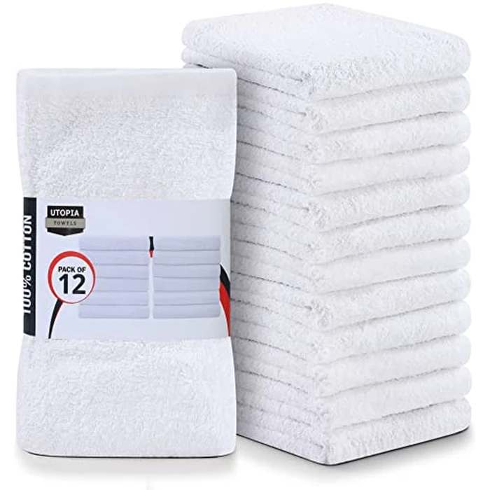 Utopia Towels Kitchen Bar Mops, Pack of 12, 16 by 19 Inches, 100% Cotton Super Absorbent White Towels, Multi-Purpose Cleaning Towels for Home and Kitchen Bars by Utopia Towels - Used - Very Good condition - US$11.99