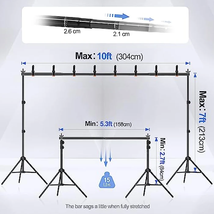 EMART Backdrop Stand Kit, 10x7ft (WxH) Adjustable Photo Backdrop Stands Kit for Parties with Carrying Bag, Photography Background Support Frame for Video Studio Photoshoot Banner Holder by EMART - Image 2