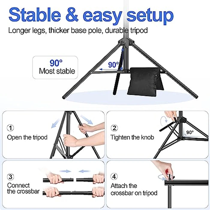 EMART Backdrop Stand Kit, 10x7ft (WxH) Adjustable Photo Backdrop Stands Kit for Parties with Carrying Bag, Photography Background Support Frame for Video Studio Photoshoot Banner Holder by EMART - Image 4