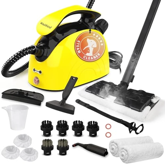 Waitbird Steam Cleaner, Multipurpose Powerful Steamer with 21 Accessories, 248 degreesF High-Temperature Steam for Floors, Grout, Tiles, Carpet, Cars - Portable 1.08L Tank, Child Lock, Chemical-Free Cleaning by Waitbird - Used - Like New condition