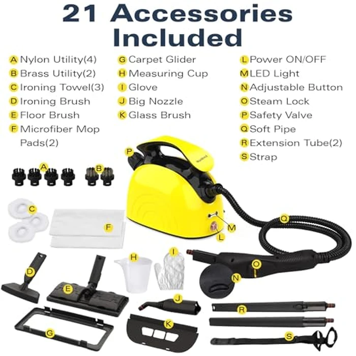 Waitbird Steam Cleaner, Multipurpose Powerful Steamer with 21 Accessories, 248 degreesF High-Temperature Steam for Floors, Grout, Tiles, Carpet, Cars - Portable 1.08L Tank, Child Lock, Chemical-Free Cleaning by Waitbird - Image 6